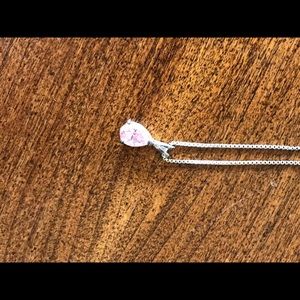 Sterling Silver Necklace with Pink gemstone